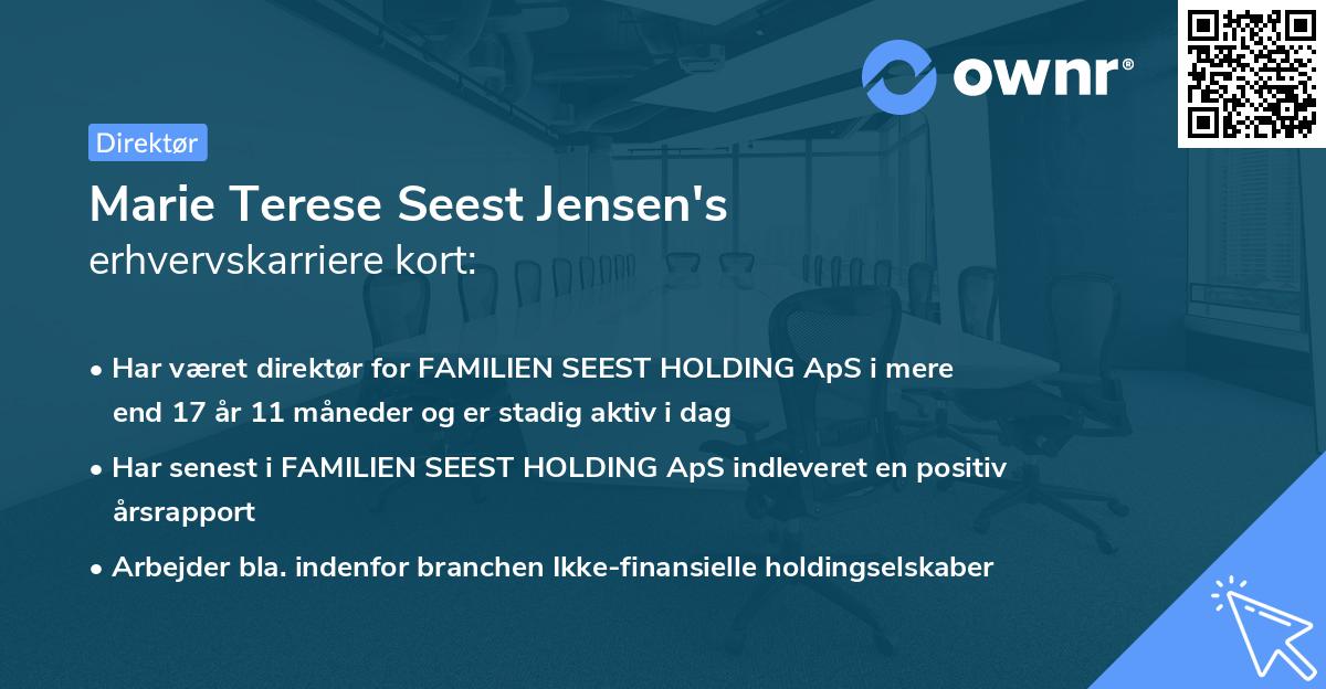 Marie Terese Seest Jensen's erhvervskarriere kort