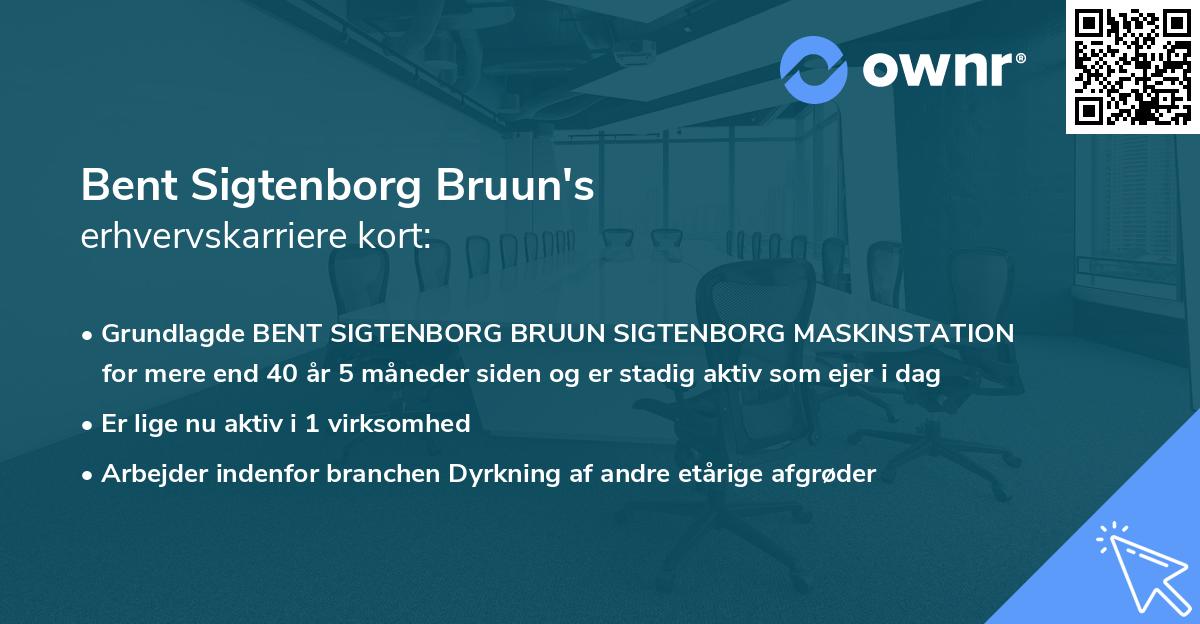 Bent Sigtenborg Bruun's erhvervskarriere kort