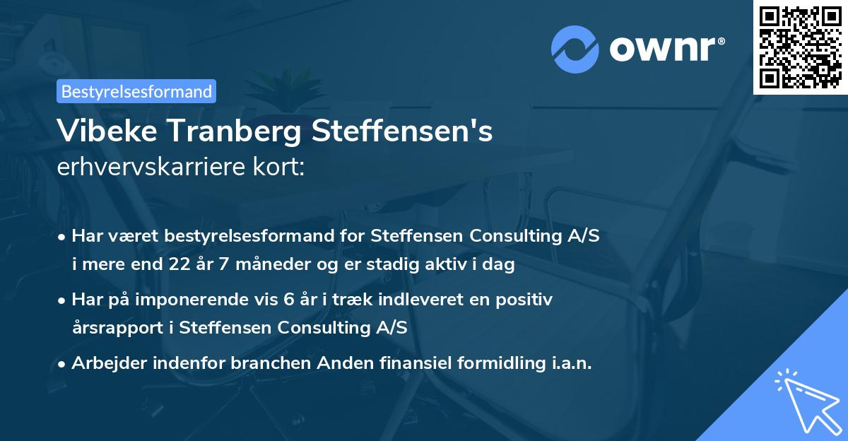 Vibeke Tranberg Steffensen's erhvervskarriere kort