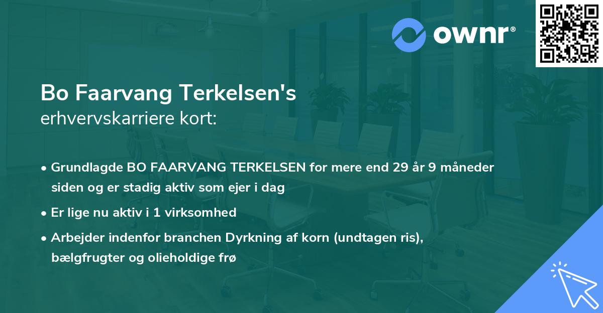 Bo Faarvang Terkelsen's erhvervskarriere kort