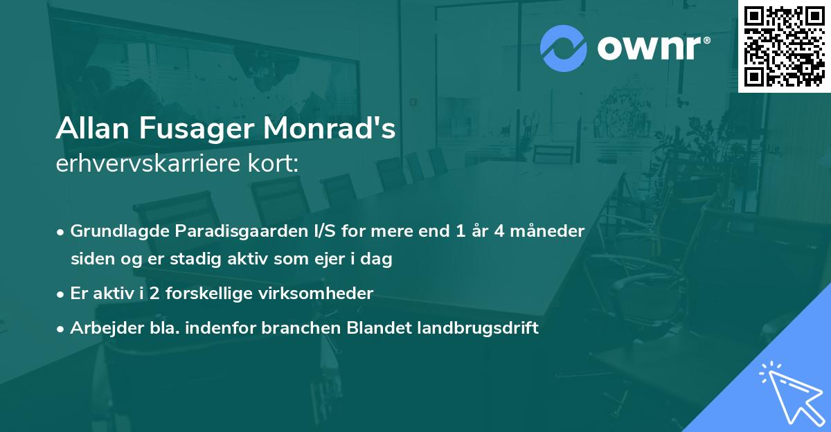 Allan Fusager Monrad's erhvervskarriere kort