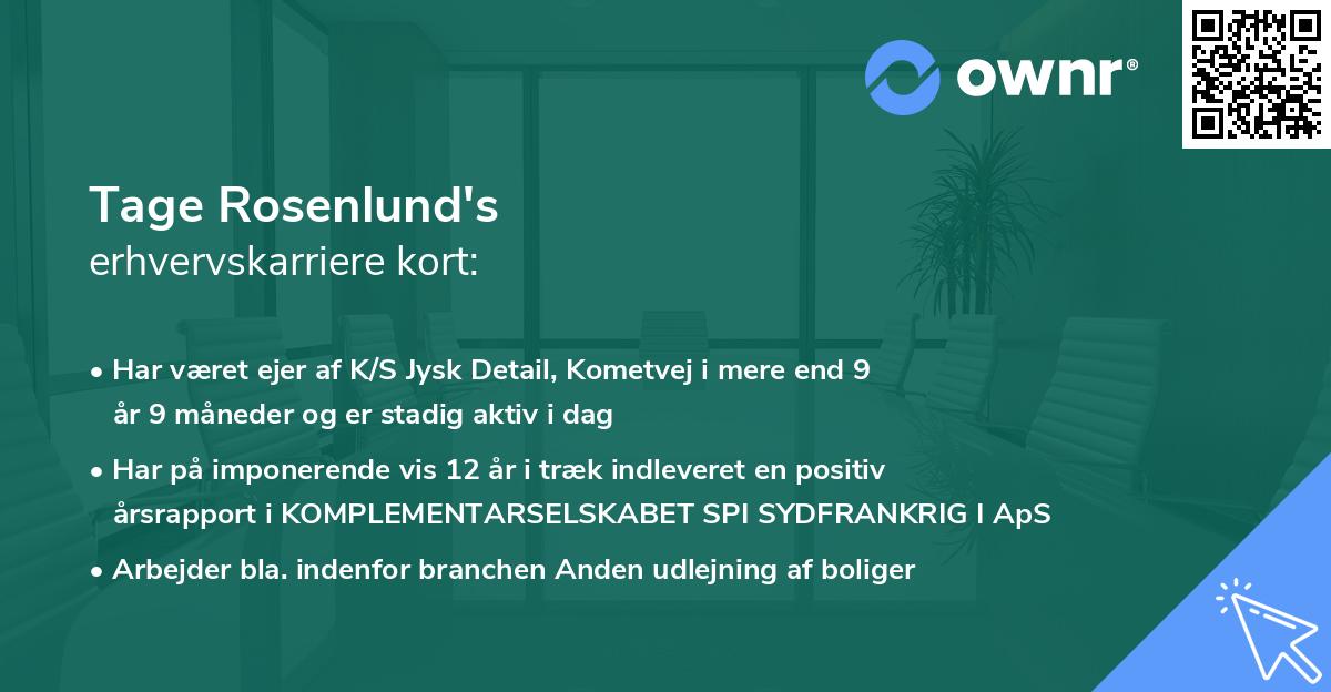 Tage Rosenlund's erhvervskarriere kort