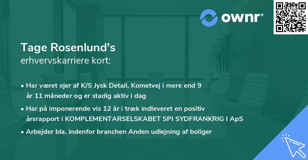 Tage Rosenlund's erhvervskarriere kort