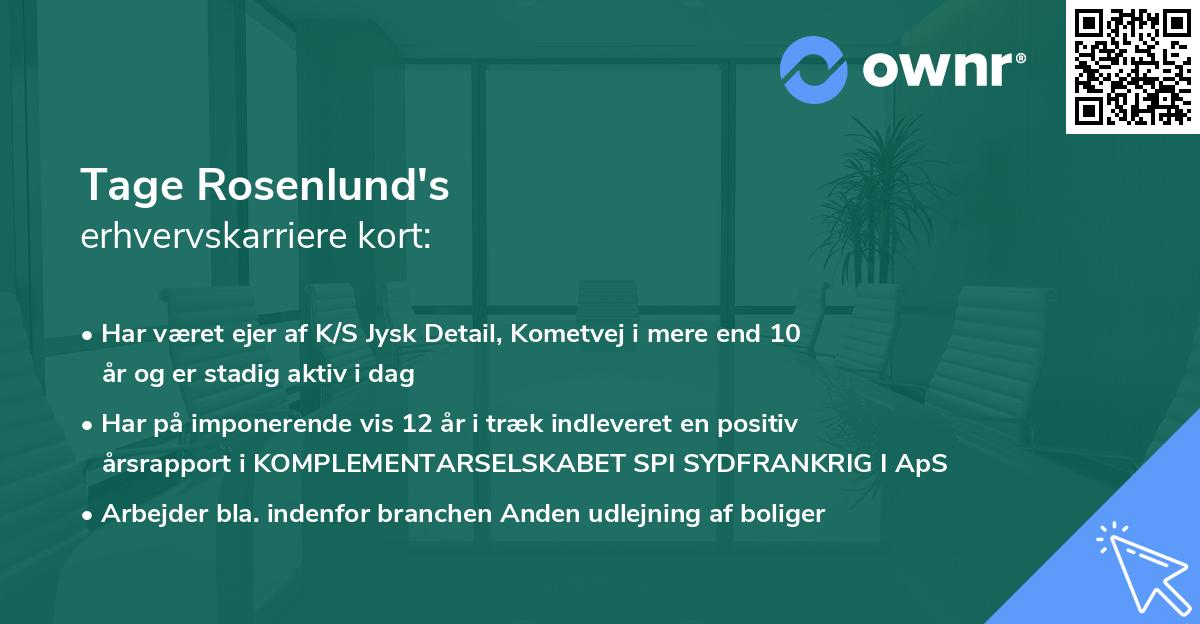 Tage Rosenlund's erhvervskarriere kort