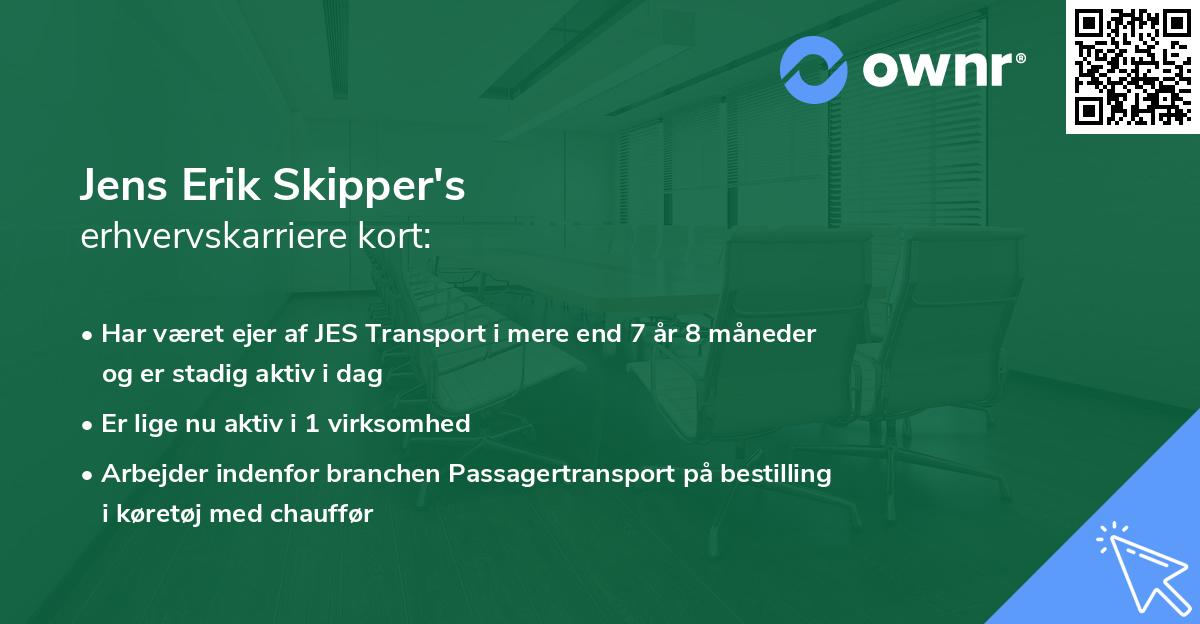 Jens Erik Skipper's erhvervskarriere kort