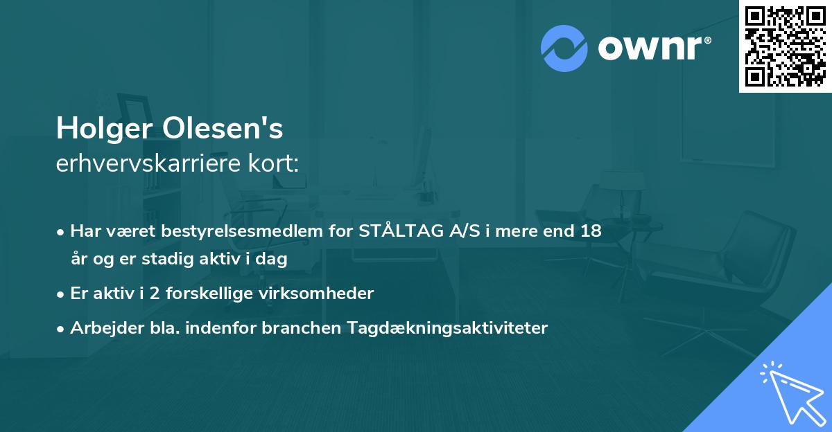 Holger Olesen's erhvervskarriere kort