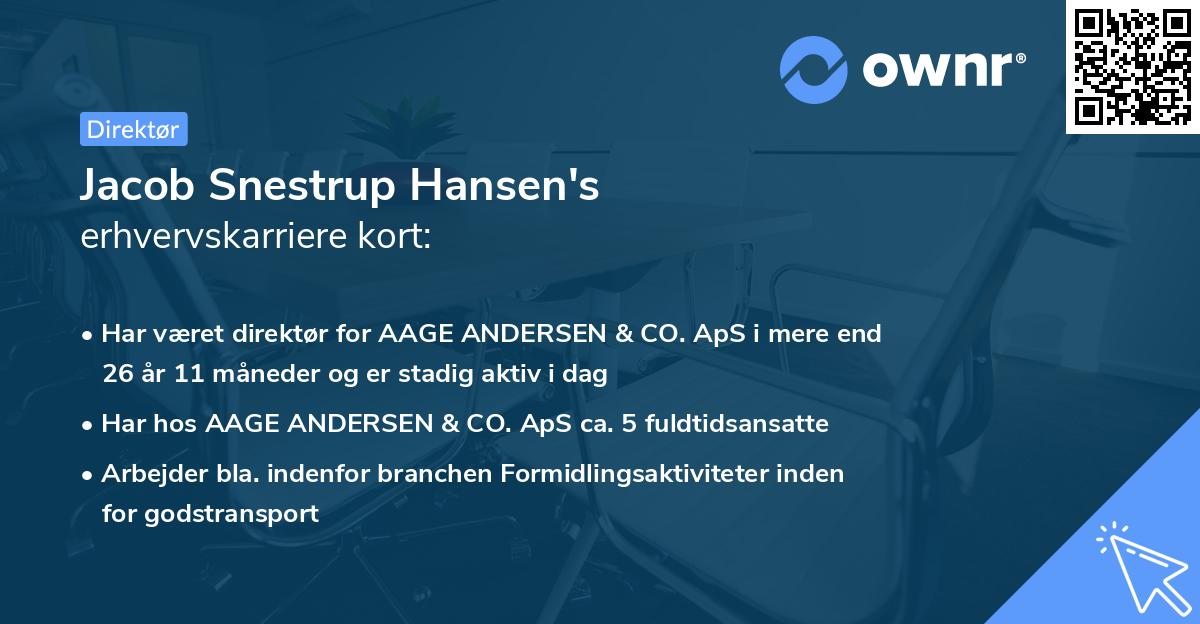 Jacob Snestrup Hansen's erhvervskarriere kort