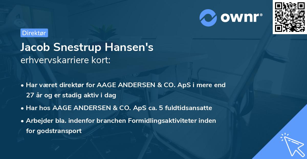 Jacob Snestrup Hansen's erhvervskarriere kort