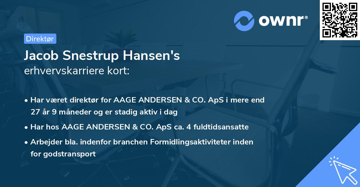 Jacob Snestrup Hansen's erhvervskarriere kort