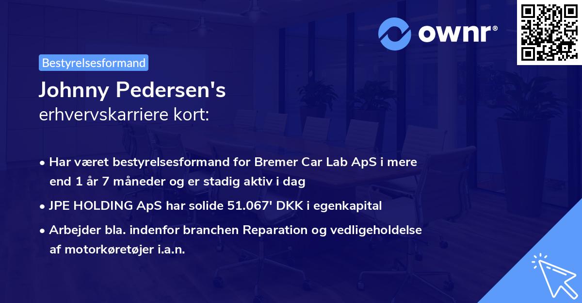 Johnny Pedersen's erhvervskarriere kort