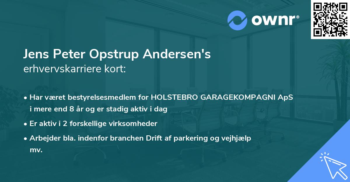 Jens Peter Opstrup Andersen's erhvervskarriere kort