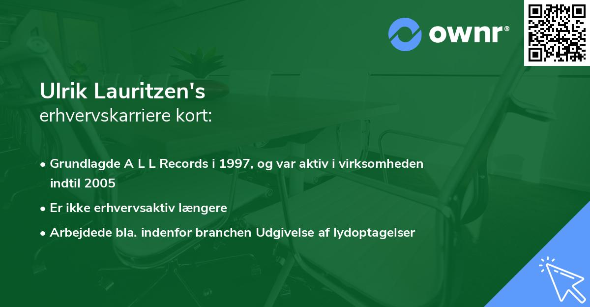 Ulrik Lauritzen's erhvervskarriere kort