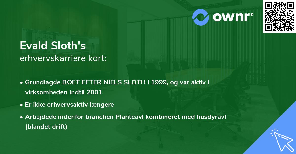 Evald Sloth's erhvervskarriere kort