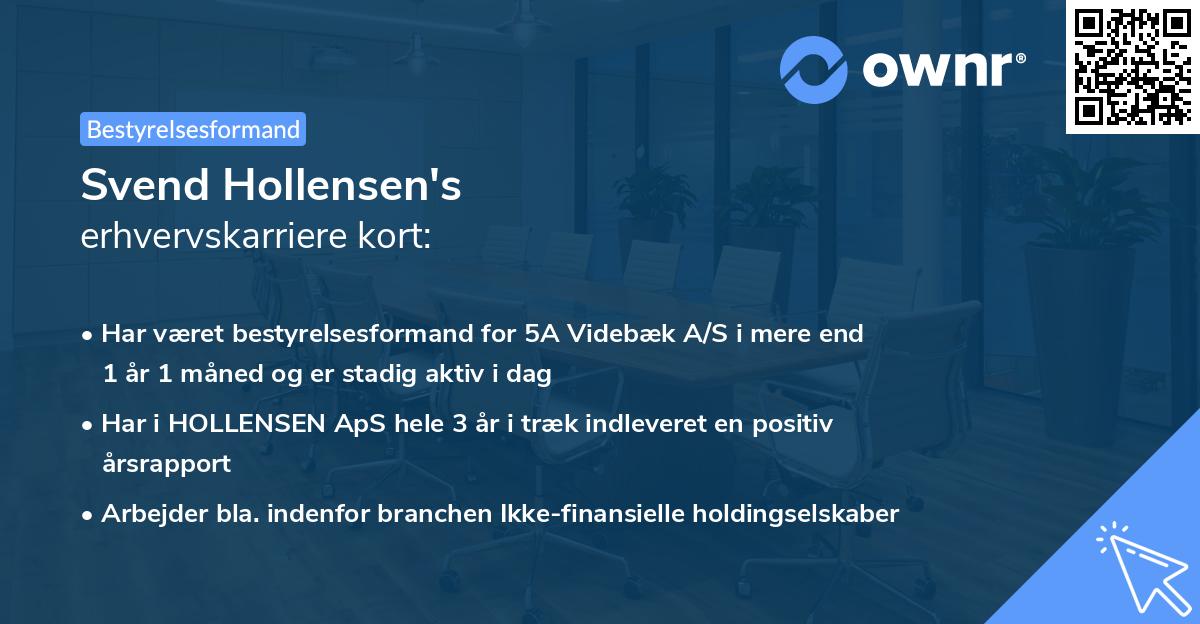 Svend Hollensen's erhvervskarriere kort