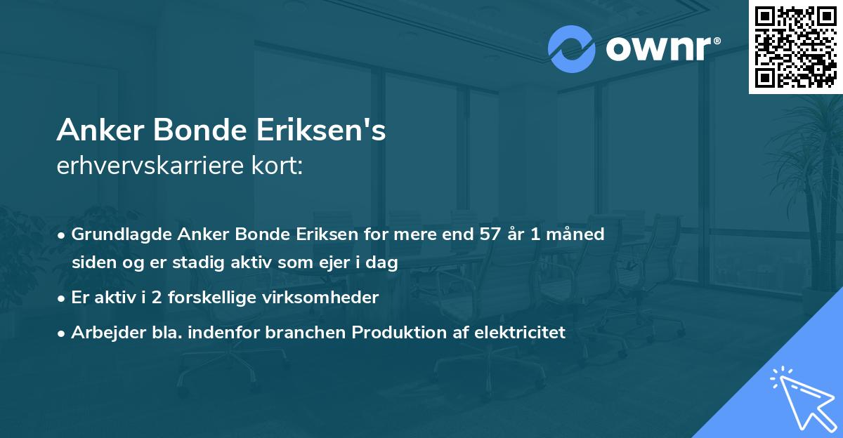 Anker Bonde Eriksen's erhvervskarriere kort