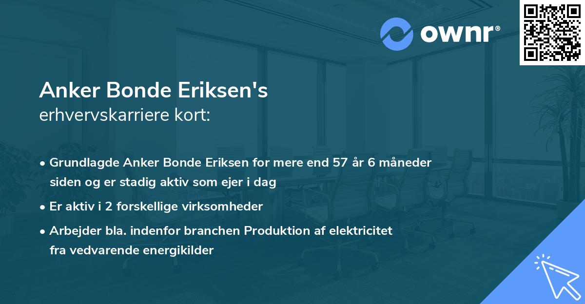 Anker Bonde Eriksen's erhvervskarriere kort