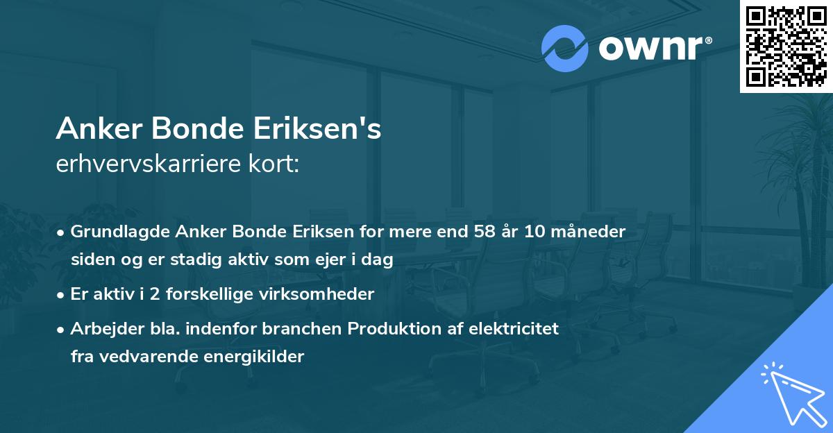 Anker Bonde Eriksen's erhvervskarriere kort