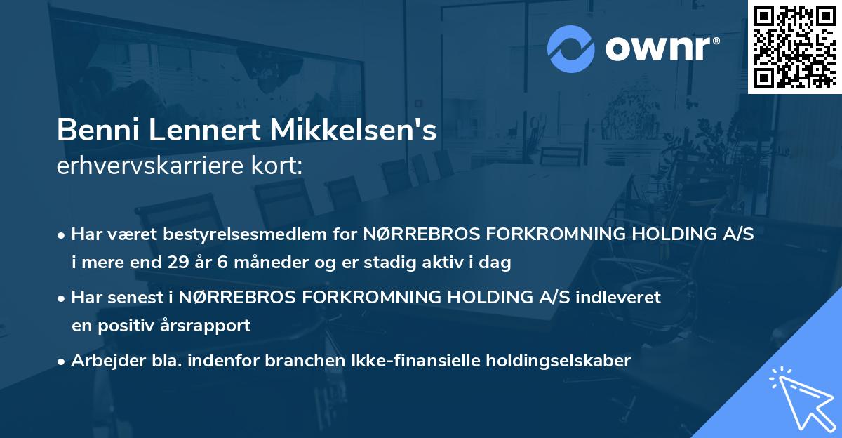 Benni Lennert Mikkelsen's erhvervskarriere kort