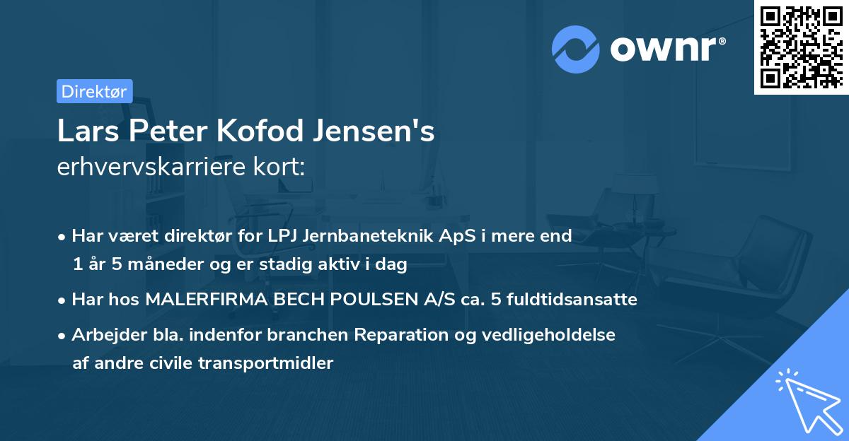 Lars Peter Kofod Jensen's erhvervskarriere kort