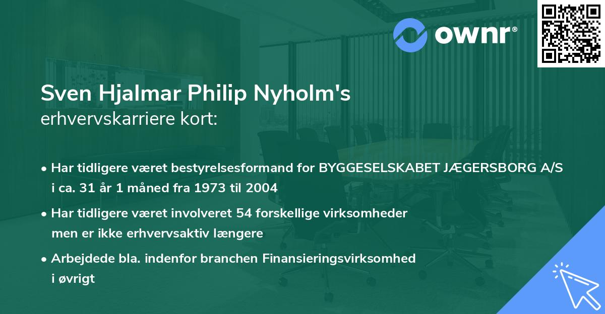 Sven Hjalmar Philip Nyholm's erhvervskarriere kort