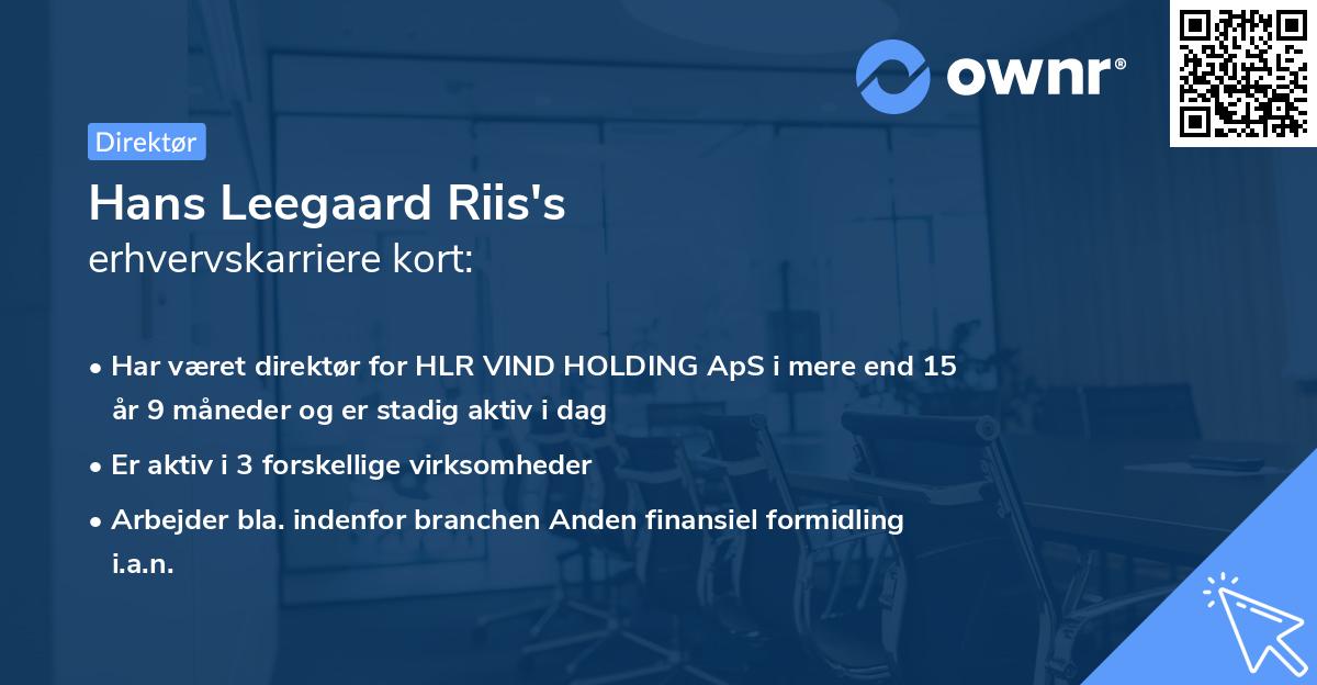 Hans Leegaard Riis's erhvervskarriere kort