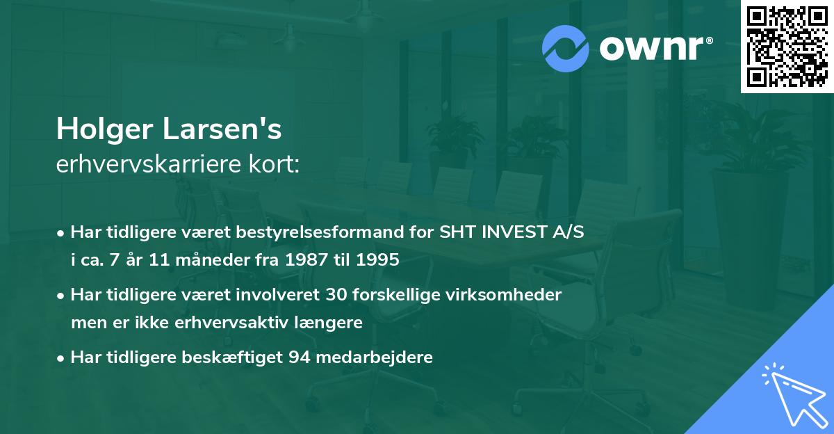 Holger Larsen's erhvervskarriere kort