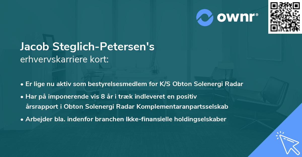 Jacob Steglich-Petersen's erhvervskarriere kort