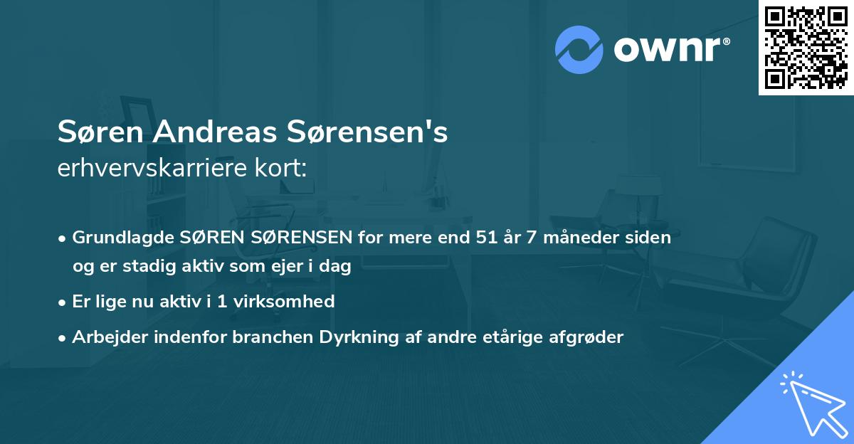 Søren Andreas Sørensen's erhvervskarriere kort