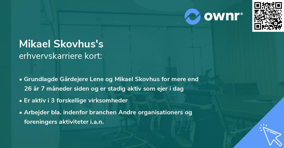 Mikael Skovhus's erhvervskarriere kort