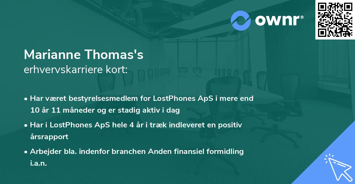 Marianne Thomas's erhvervskarriere kort