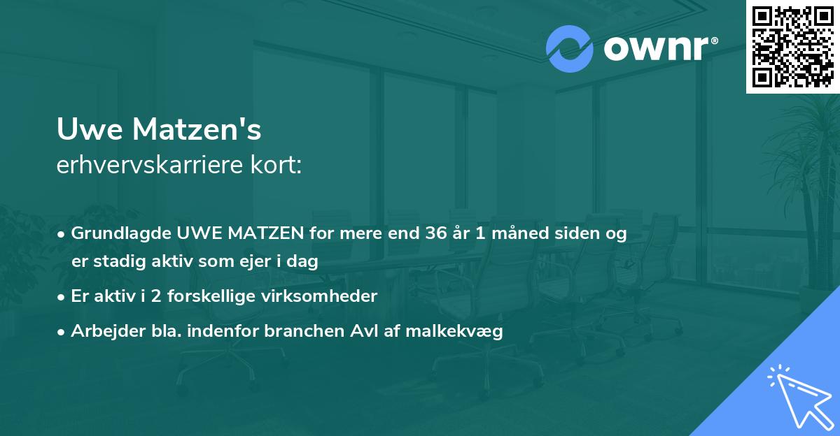 Uwe Matzen's erhvervskarriere kort