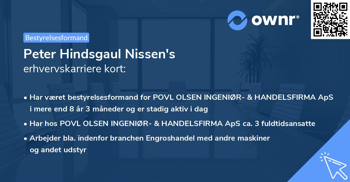 Peter Hindsgaul Nissen's erhvervskarriere kort