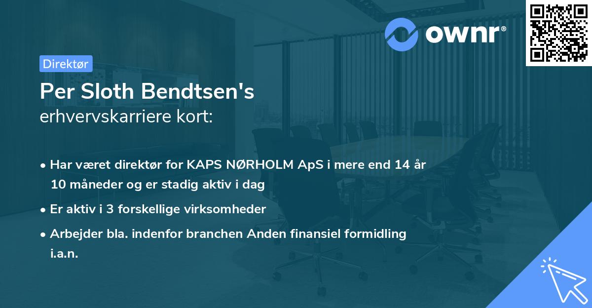 Per Sloth Bendtsen's erhvervskarriere kort