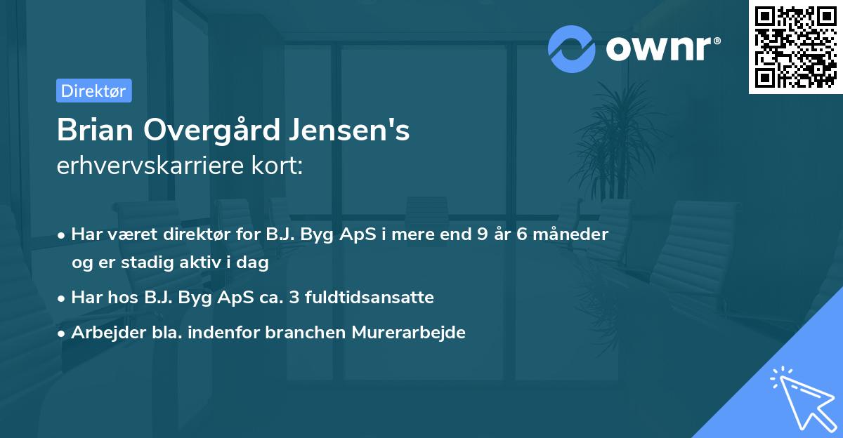 Brian Overgård Jensen's erhvervskarriere kort