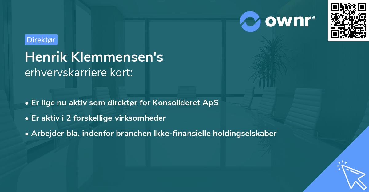 Henrik Klemmensen's erhvervskarriere kort
