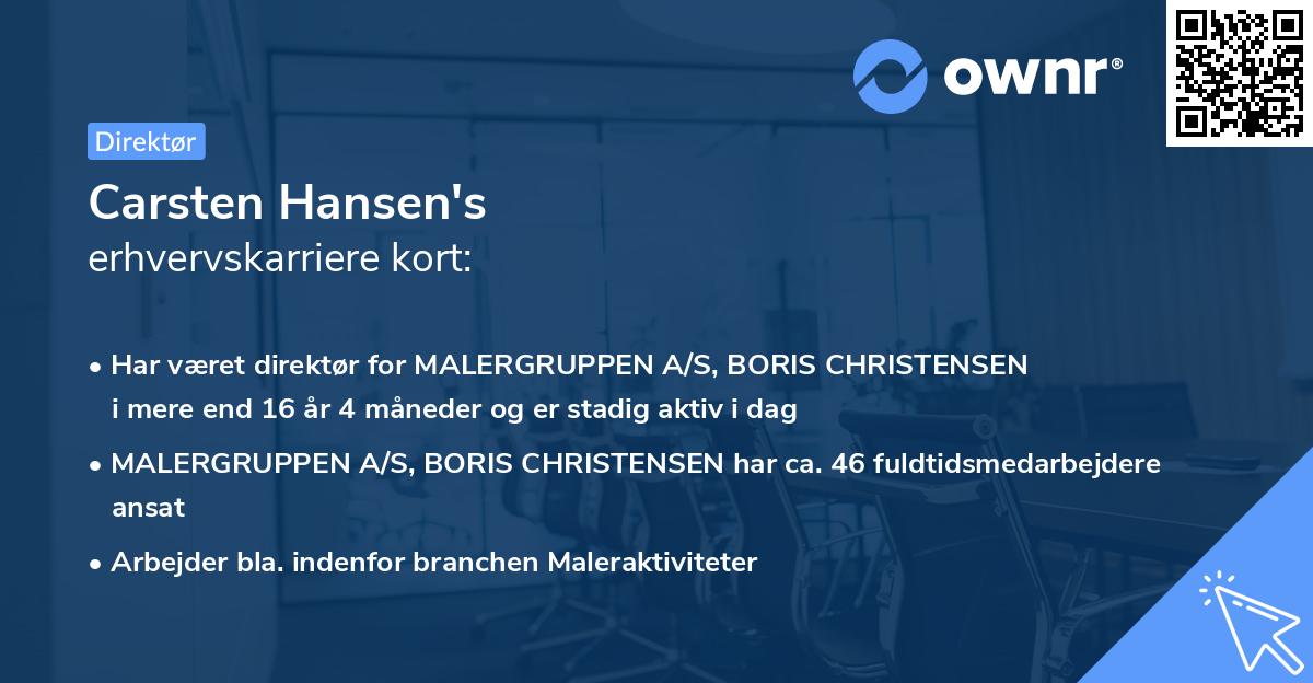 Carsten Hansen's erhvervskarriere kort