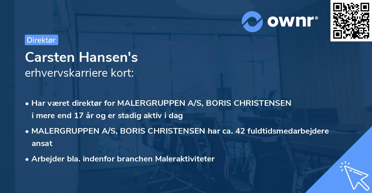 Carsten Hansen's erhvervskarriere kort