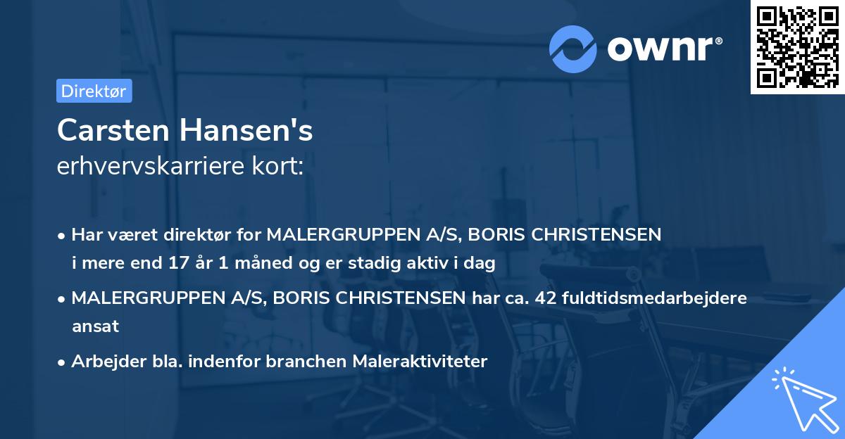 Carsten Hansen's erhvervskarriere kort