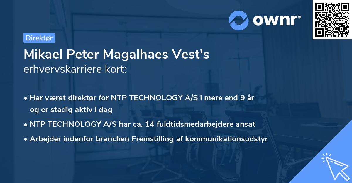 Mikael Peter Magalhaes Vest's erhvervskarriere kort