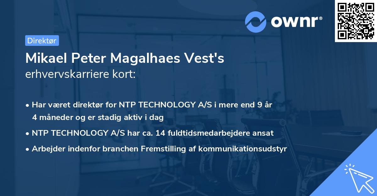 Mikael Peter Magalhaes Vest's erhvervskarriere kort