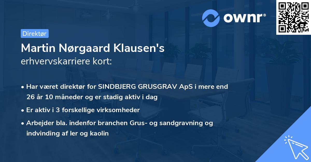 Martin Nørgaard Klausen's erhvervskarriere kort