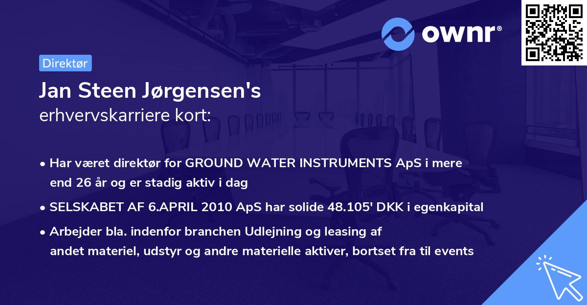 Jan Steen Jørgensen's erhvervskarriere kort