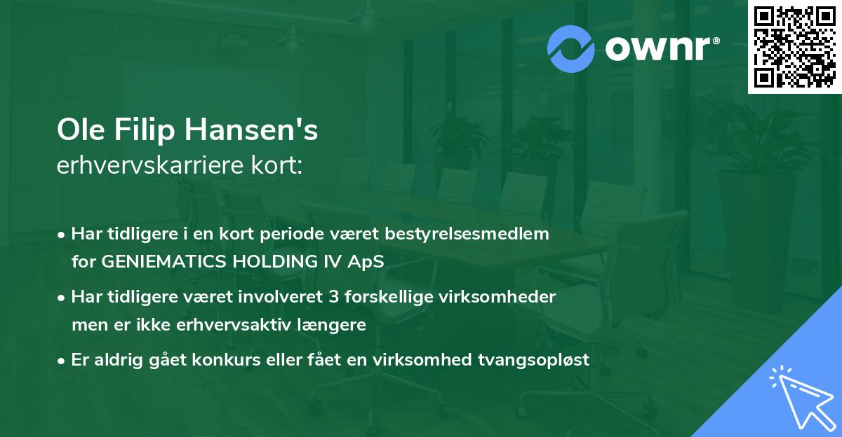 Ole Filip Hansen's erhvervskarriere kort