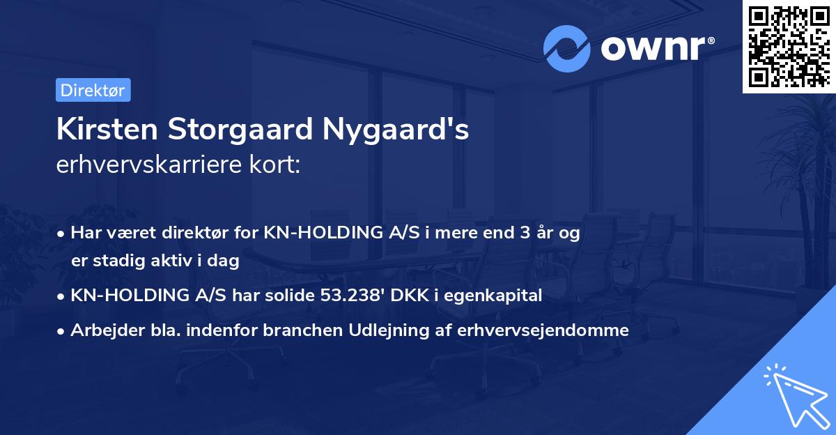 Kirsten Storgaard Nygaard's erhvervskarriere kort