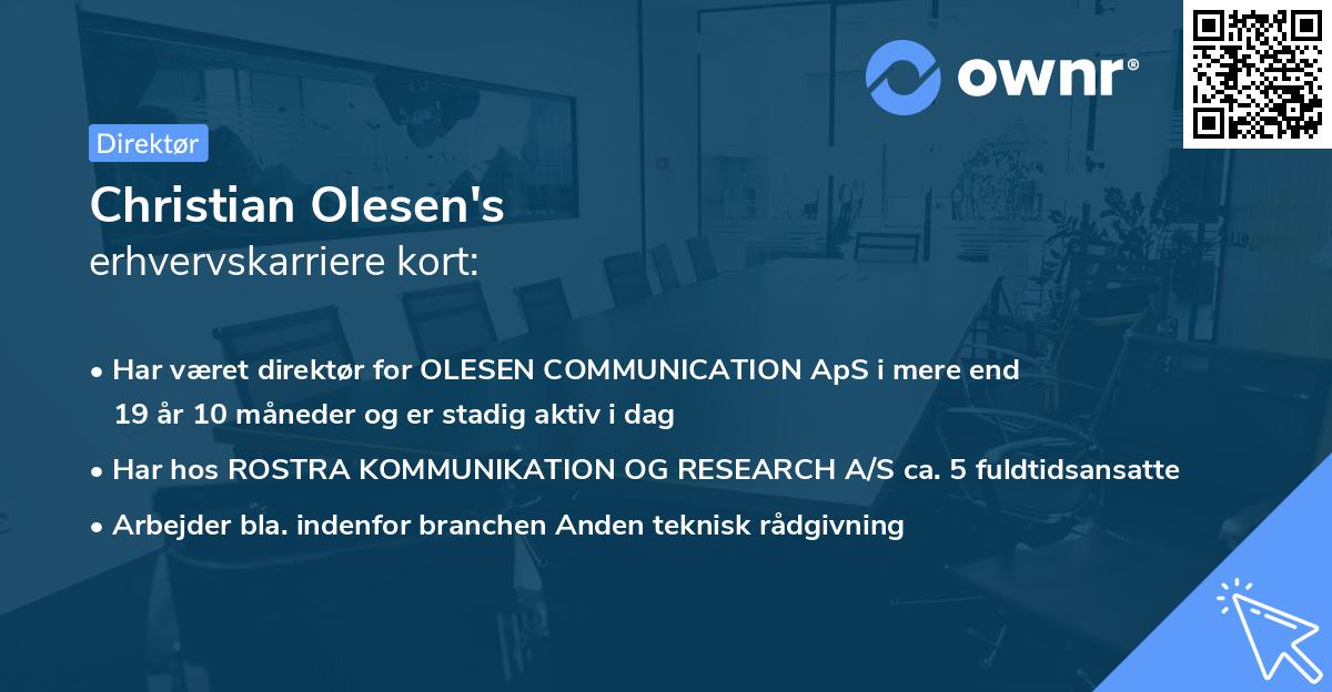 Christian Olesen's erhvervskarriere kort