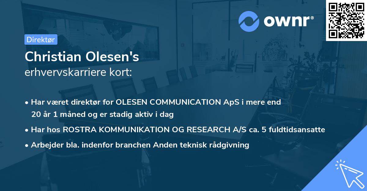 Christian Olesen's erhvervskarriere kort
