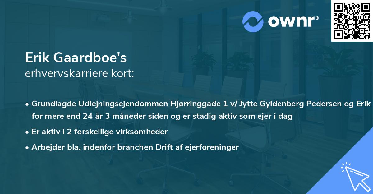 Erik Gaardboe's erhvervskarriere kort