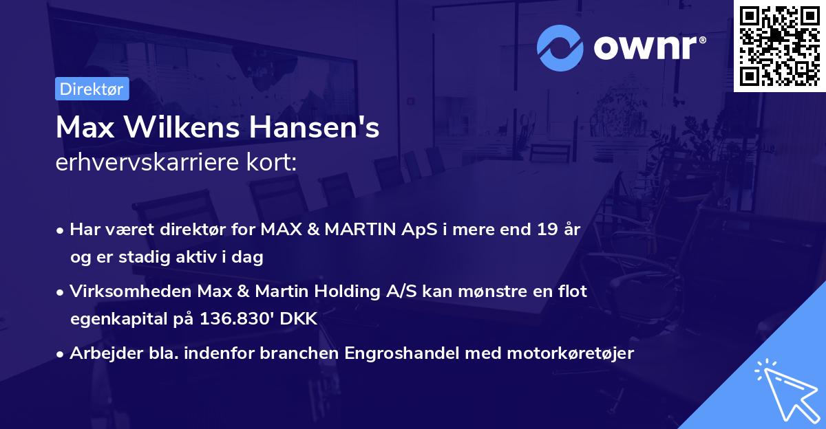 Max Wilkens Hansen's erhvervskarriere kort