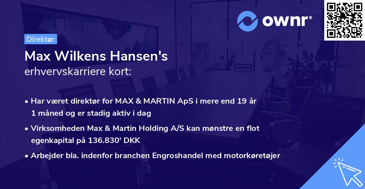 Max Wilkens Hansen's erhvervskarriere kort