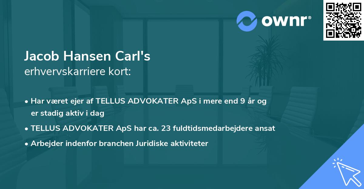Jacob Hansen Carl's erhvervskarriere kort
